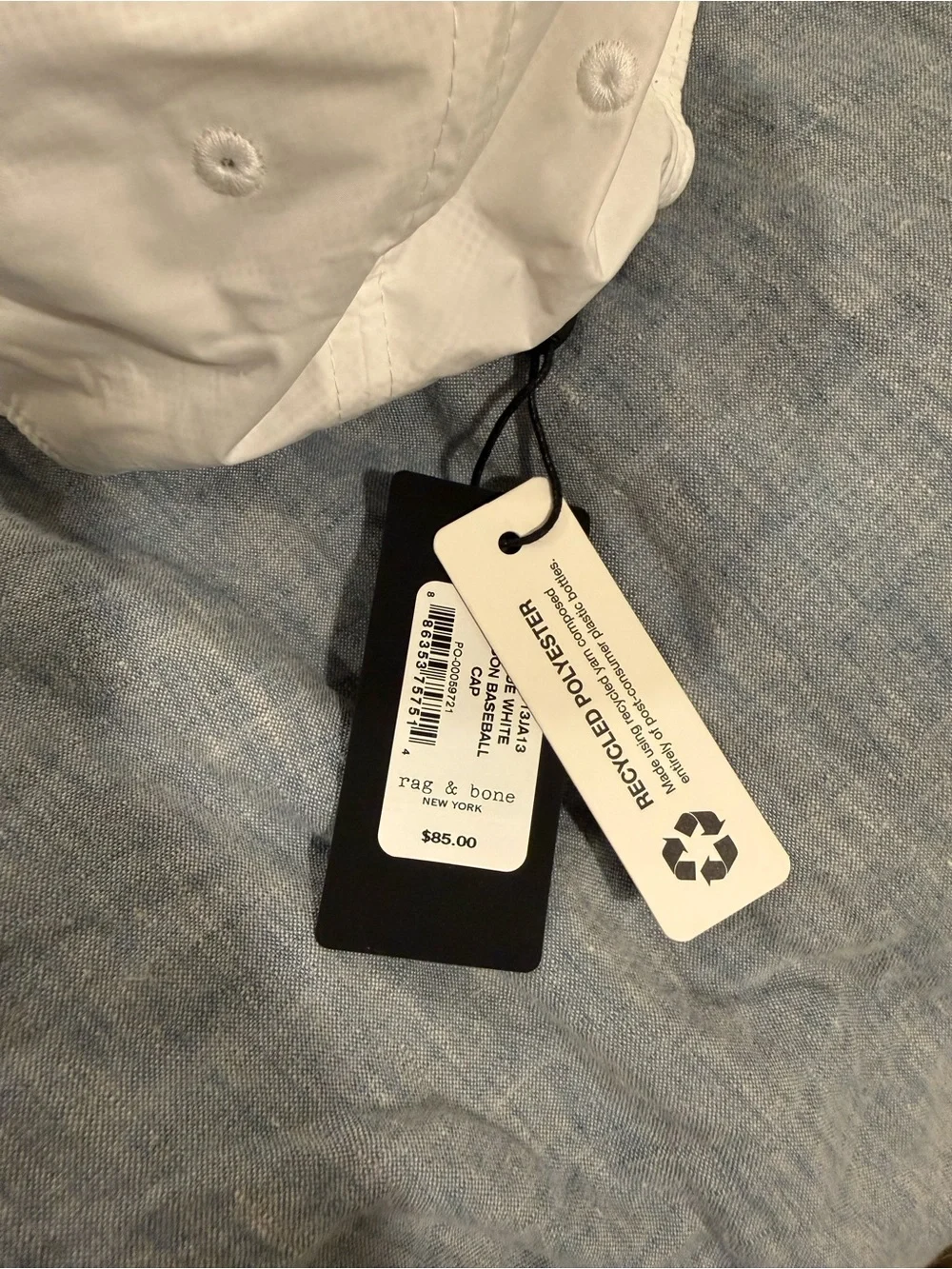 rag & bone White Nylon Logo Baseball Cap